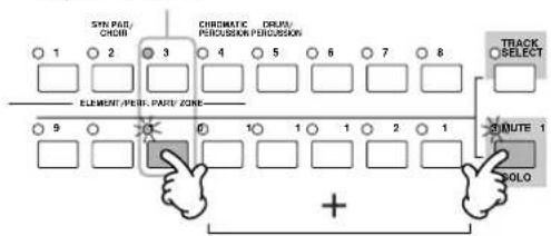 YAMAHA MO6 - Dans le mode Normal Voice Edit, maintenez la touche [MUTE] enforcée tout en appuyant sur l'une des touches numériques [9] à [12] pour isoler l'élément correspondant. - 1