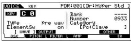YAMAHA MO6 - Appelez de I'ecran [F1] OSC  [SF1] WAVE. - 1