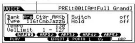 YAMAHA MO6 - ■ Modification du type d'arpège pendant votre performance au clavier - 3
