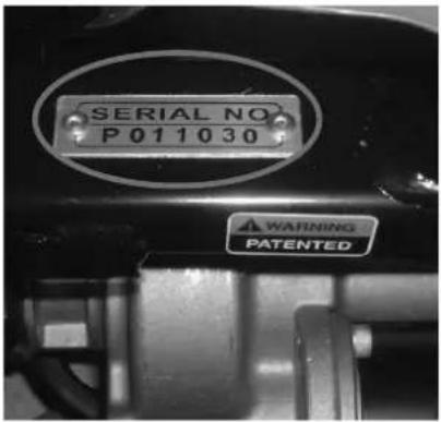 SERIAL NO P011030 WARNING PATENTED