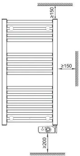AEG BHG 500W - Minimumafstanden - 1