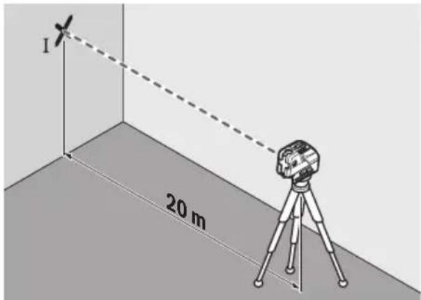 BOSCH GCL 25 Professional - Skersinės ašies horizontalaus niveliavimo tikslumo tikrinimas - 1