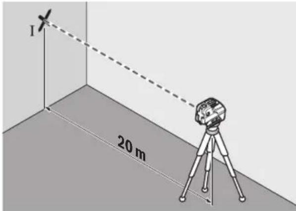 BOSCH GCL 25 Professional - Kontrola presnosti nivelácie vodorovného lúča priečnej osi - 1