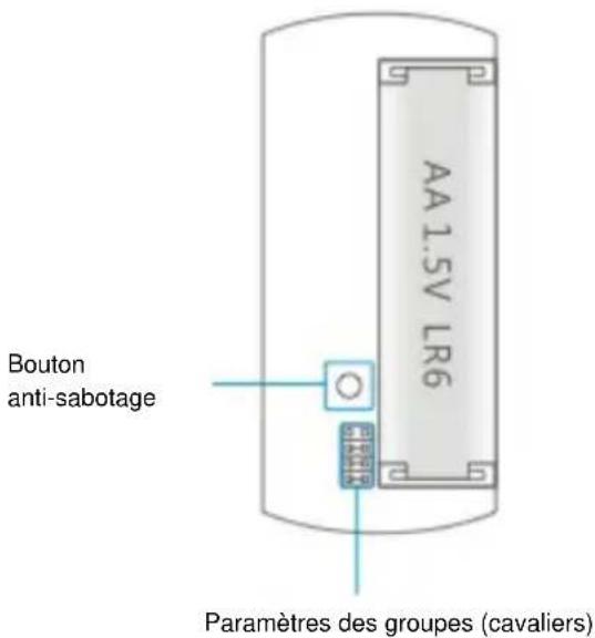 AA 1.5V LR6 Bouton anti-sabotage Paramètres des groupes (cavaliers)