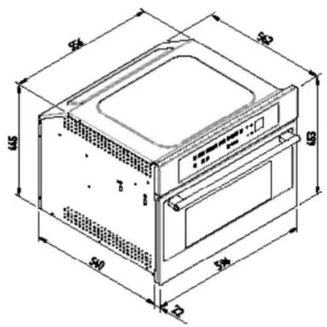 BORETTI BPW15 - ABMESSAGENS DES EINBAUTELLERWÄRMERS 560 X 595 MIT OFEN ZU 450 - 2
