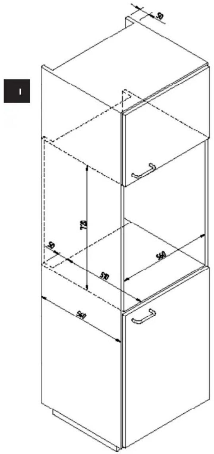 BORETTI BPW15 - SCHEMA DIMENSIONALE CASSETTO INCASSO 560 X 595 CON FORNO DA 450 - 5