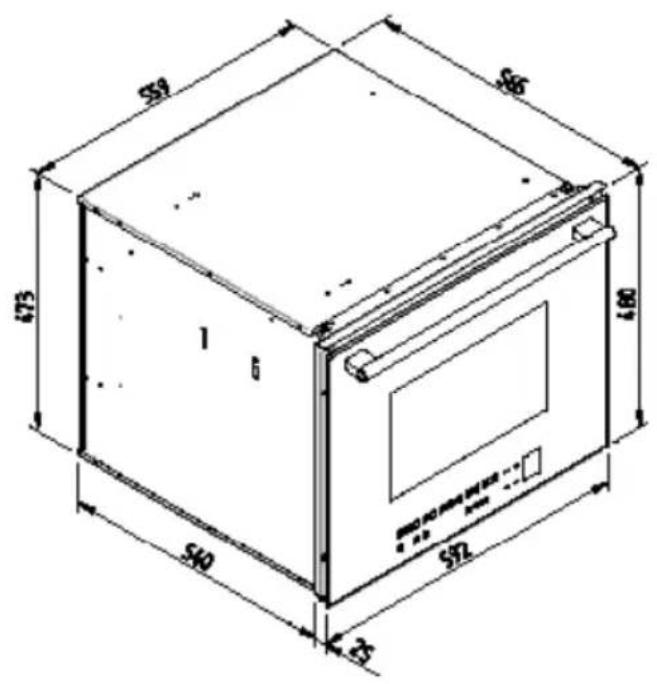 BORETTI BPW15 - ABMESSAGENS DES EINBAUTELLERWÄRMERS 560 X 595 MIT OFEN ZU 480 - 3