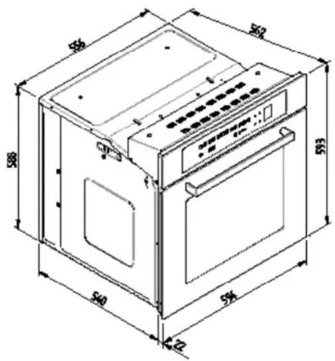 BORETTI BPW15 - ABMESSAGENS DES EINBAUTELLERWÄRMERS 560 X 720 MIT OFEN ZU 600 - 3
