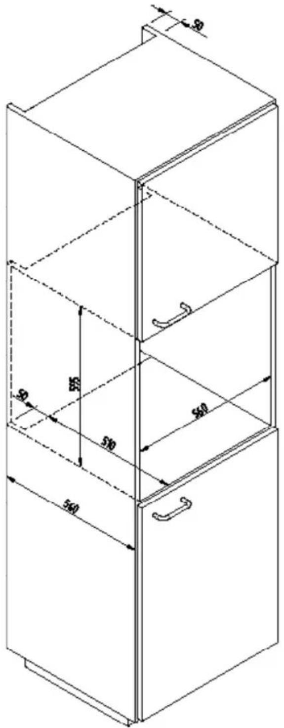 BORETTI BPW15 - ABMESSAGENS DES EINBAUTELLERWÄRMERS 560 X 595 MIT OFEN ZU 480 - 2