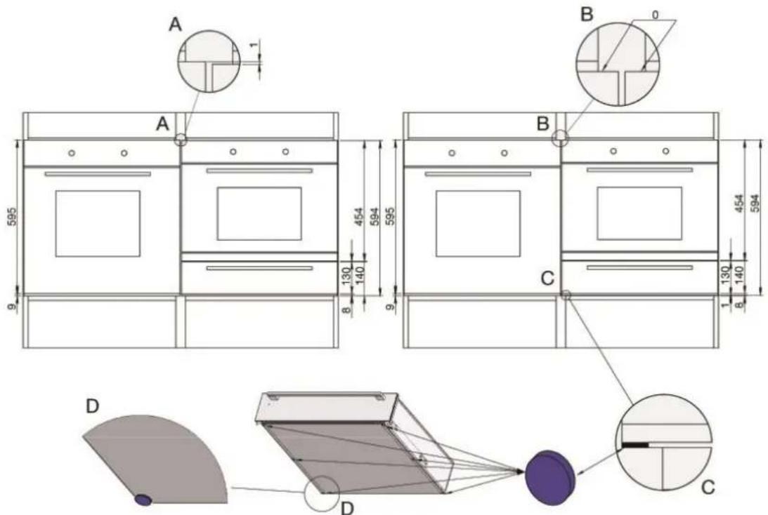 Atag WD1492B - Alignment of the oven 45~cm and 60~cm - 1
