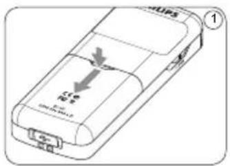 PHILIPS Digital Voice Tracer LFH 870 - Colocacion de las pilas4.1 - 1