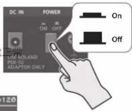 DC IN POWER ON OFF Use IOLAND RS-U ADAPTER ONLY 120 On Off
