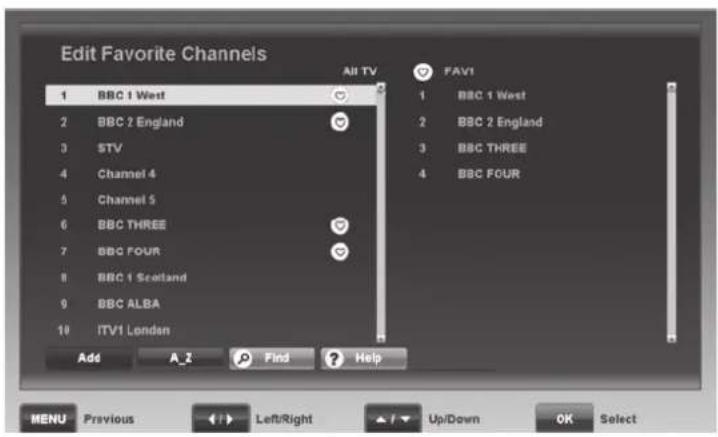 SILVERCREST SSR 1080 B2 - Edit Favorite Channels - 1