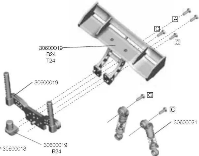 XciteRC Shortcourse Truck twenty4 SC - Heckflügelmontage - Rear Wing Assembly - Assemblage aileron arrière (Truggy / Buggy) - 4