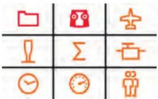 MULTIPLEX Cockpit SX 7 Set - Nine symbols appear in the display at the bottom: - 1