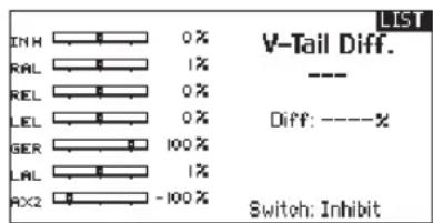 SPEKTRUM DX8G2 - To adjust the V-Tail Differential: - 1