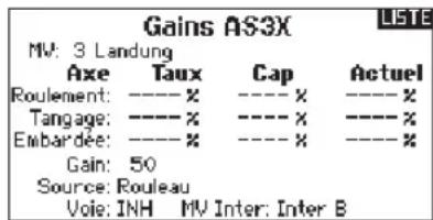 SPEKTRUM DX8G2 - ▶ Visualisation en temps réel des gains de l'AS3x (AVION et PLANEUR uniquement) - 4