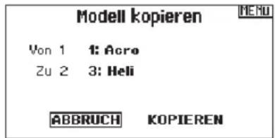 SPEKTRUM DX8G2 - ▶ Modell kopieren - 1