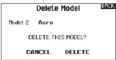 SPEKTRUM DX8G2 - ▶ Delete Model - 1