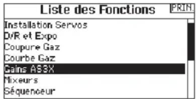 SPEKTRUM DX8G2 - Pour activer la visualisation en temps réel des gains de l'AS3X: - 2