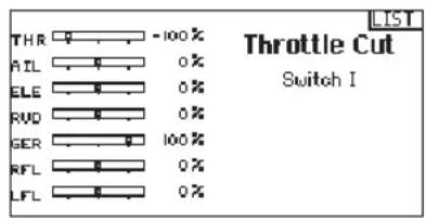 SPEKTRUM DX8G2 - ▶ Throttle Cut (ACRO and HELI Types only) - 2