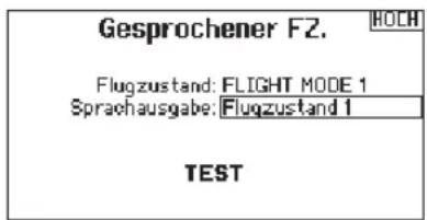 SPEKTRUM DX8G2 - Aktivieren der Sprachausgabe des Flugzustandsnamen: - 2