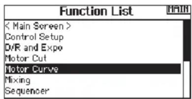 SPEKTRUM DX8G2 - To remove points from a Motor Curve: - 1