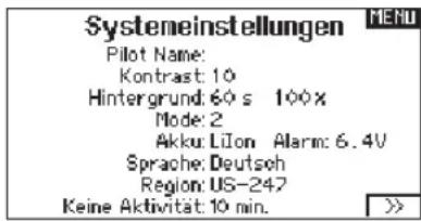 SPEKTRUM DX8G2 - SYSTEMEINSTELLUNGEN - 1