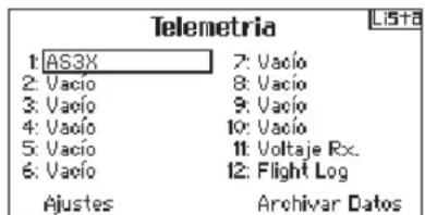 SPEKTRUM DX8G2 - Para activar la Visualización Directa de la Ganancia AS3X: - 1