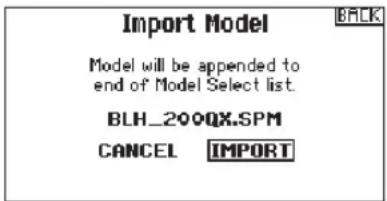 SPEKTRUM DX8G2 - Importar un modelo individual de la tarjeta SD: - 2