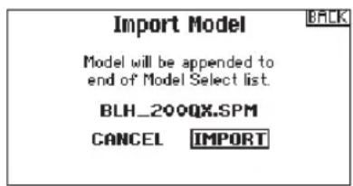 SPEKTRUM DX8G2 - Pour importer un modèle de la carte SD: - 2