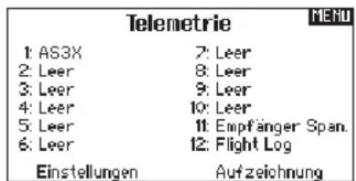 SPEKTRUM DX8G2 - So aktivieren Sie die AS3X Live Gain Ansicht: - 1