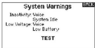 SPEKTRUM DX8G2 - System Warnings: - 1