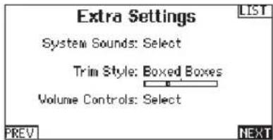 SPEKTRUM DX8G2 - ▶ Extra Settings - 1