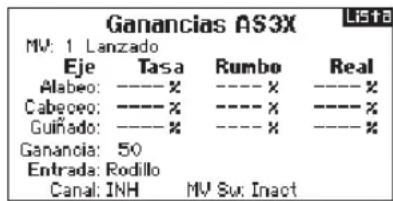 SPEKTRUM DX8G2 - ▶ Visualización Directa de la Ganancia AS3x (Sólo Tipo ACRO y PLANEADOR) - 4