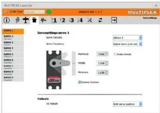 MULTIPLEX WINGSTABI - Servo settings - 2