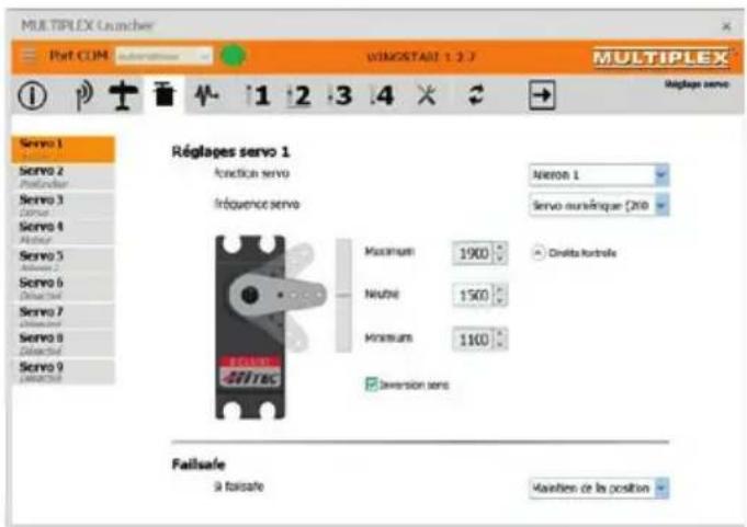MULTIPLEX WINGSTABI - Réglage des servos - 1