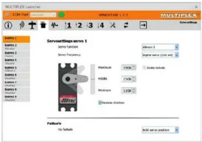 MULTIPLEX WINGSTABIRX12DR pro MLINK - Servo settings - 2