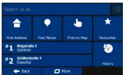 BLAUPUNKT TravelPilot 73 CE LMU - Destination menu - 1