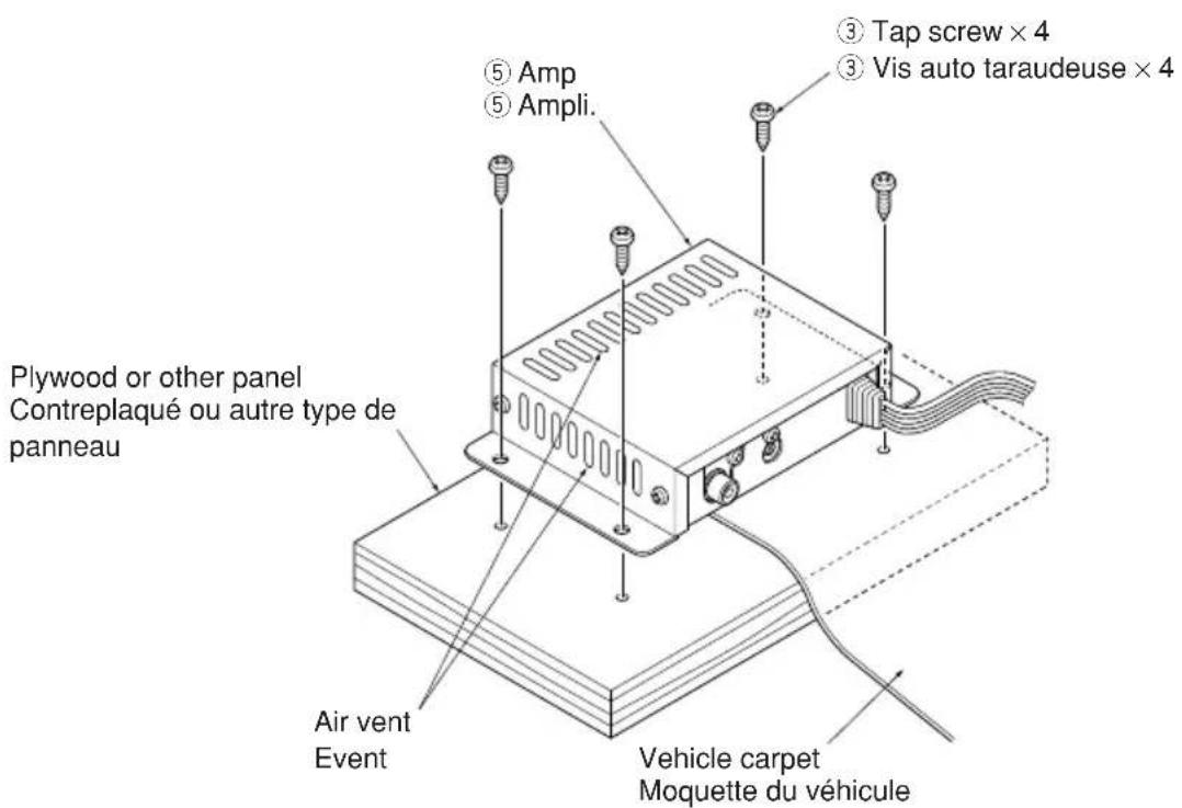 KENWOOD KSC510CTR - Amp mounting example / Exemple de montage de l'amplificateur - 1