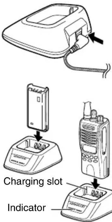 KENWOOD TK3312 - CHARGING THE BATTERY PACK (OPTIONAL BATTERY CHARGER) - 1