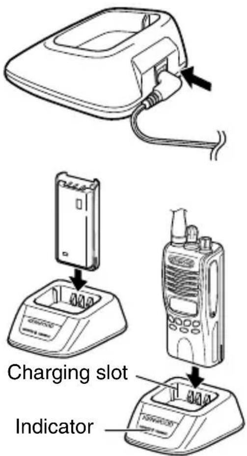 KENWOOD TK2312 - CHARGING THE BATTERY PACK (OPTIONAL BATTERY CHARGER) - 1