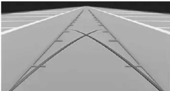 MINI 3 door (2016) - Stationnement en utilisant la trajectoire correspondant à la position du volant et la trajectoire théorique - 1