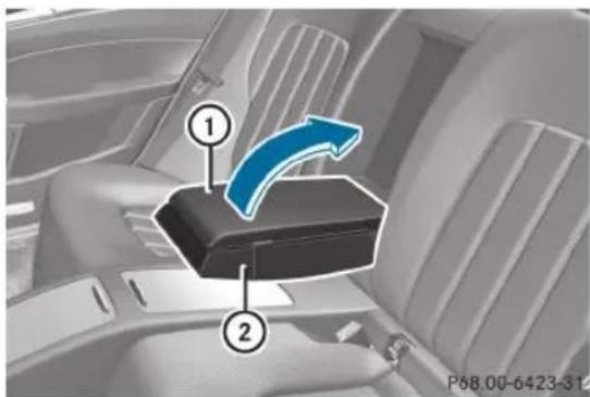 Mercedes-Benz CLS Coupe (2012) - Compartment de rangement dans l'accouoir du siège arrière - 1