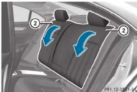 Mercedes-Benz CLS Coupe (2012) - Rabattement du dossier de siège vers l'avant - 2