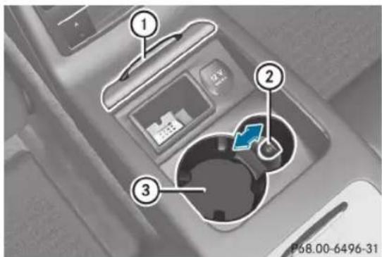 Mercedes-Benz CLS Coupe (2012) - Porte-gobelets dans la console centrale de l'habitacle arrêté - 1