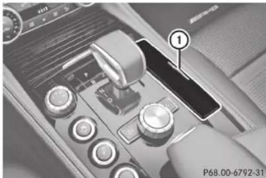 Mercedes-Benz CLS Coupe (2012) - Compartiments de rangement dans la console centrale - 2