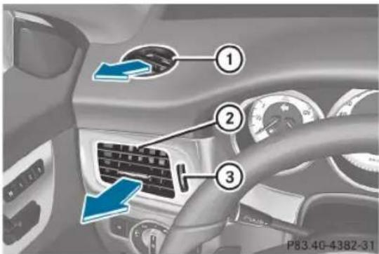 Mercedes-Benz CLS Coupe (2012) - Réglage des bouches d'air laterales - 1