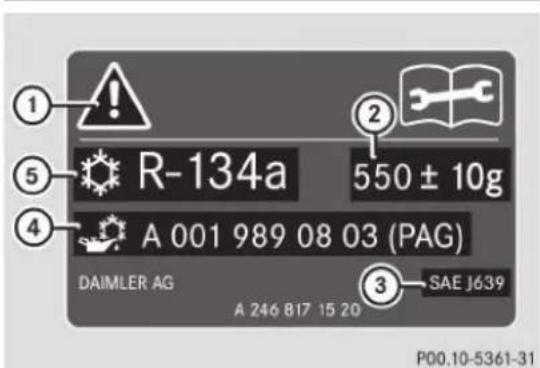 Mercedes-Benz GLS (2017) - Plaque d'information sur le réfrigéra - 1