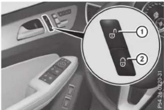 Mercedes-Benz GLS (2017) - Verrouillage et déverrouillage centra- lisés de l'intérieur - 1